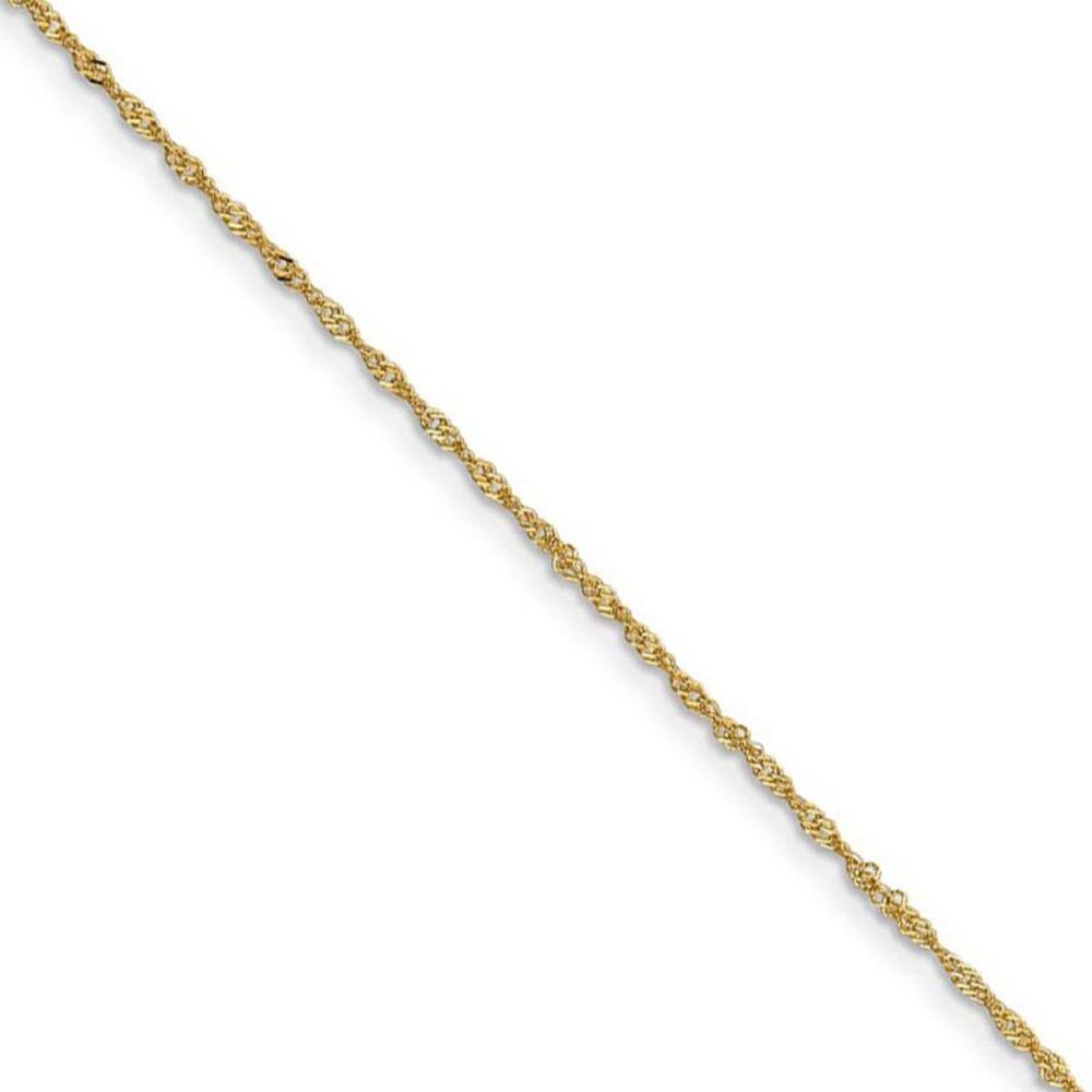 1.1mm 18k Yellow Gold Singapore Chain Necklace, 18 Inch